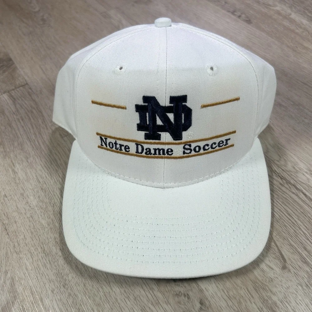 VTG Notre Dame Fighting Irish Soccer Snapback Hat College White Bar Line Cap USA